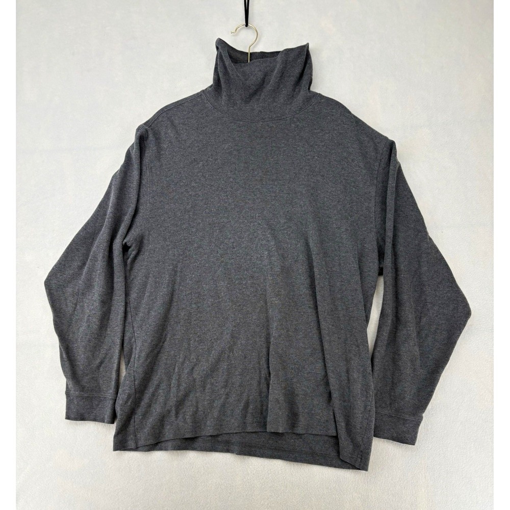 L.L.Bean Cotton Knit Turtleneck Pullover Sweater Gray Traditional Fit Mens L
